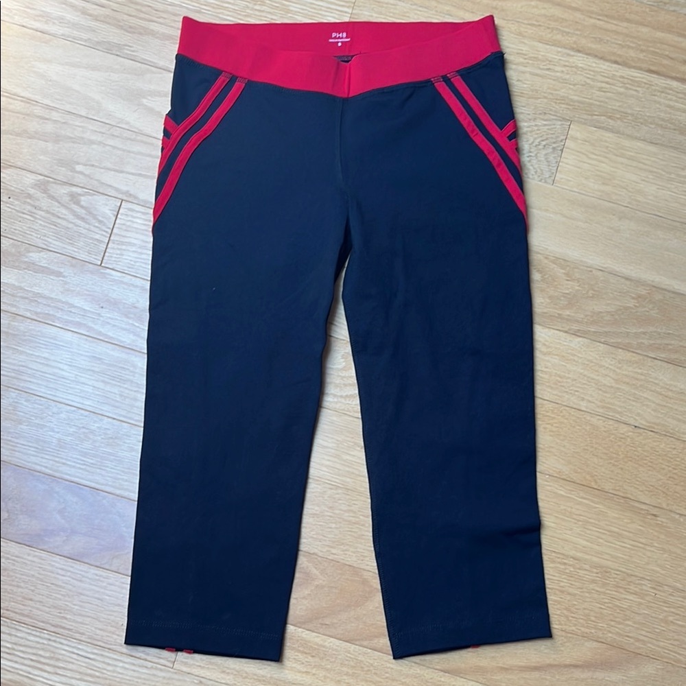 Black and Red Ankle Crop Athletic Pants